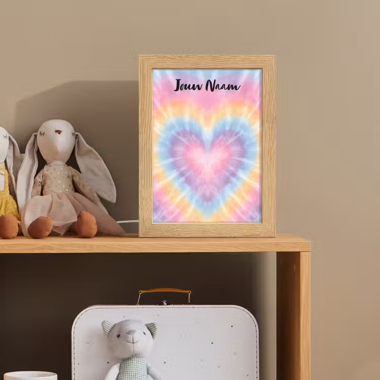 Nachtlampje met naam - Hartvorm - Tie Dye - Pastelkleuren — 3