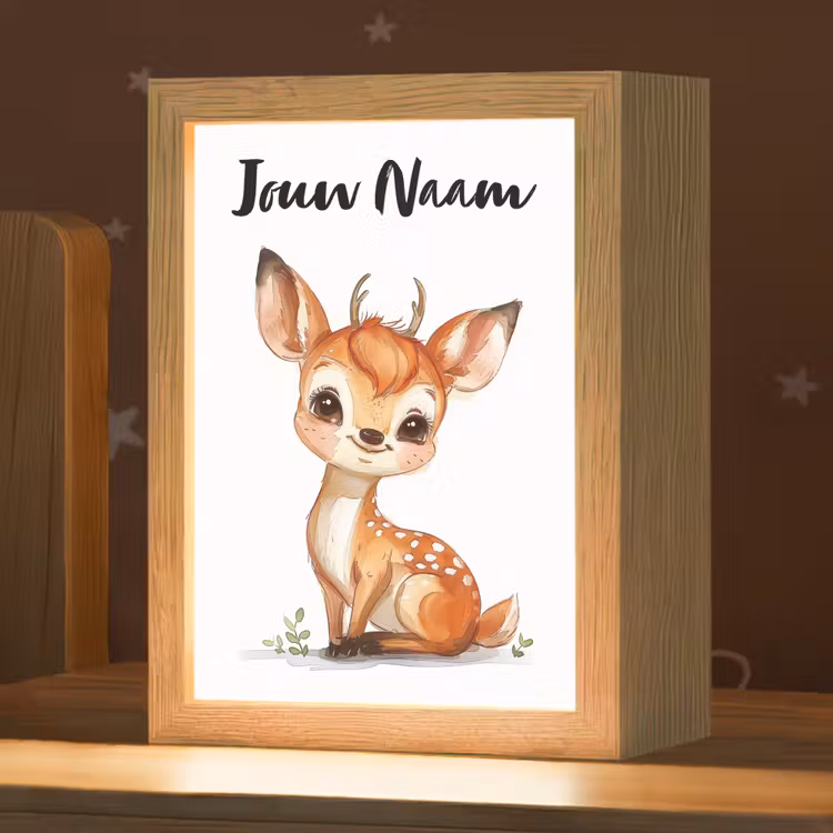 Nachtlampje met naam - Hert - Baby - Dieren — 1