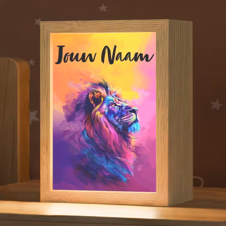 Nachtlampje met naam - Leeuw - Verf- Kleuren - Dier — 1