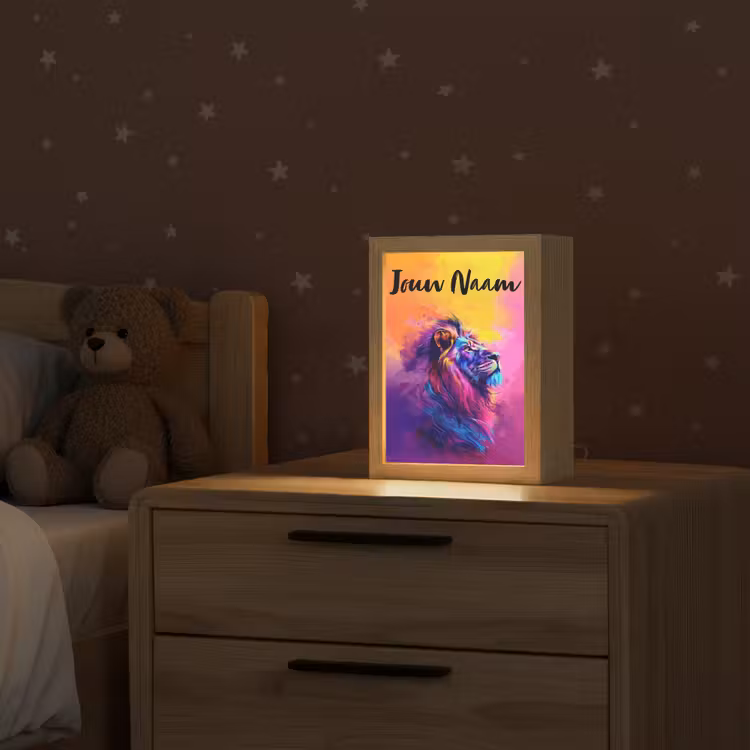 Nachtlampje met naam - Leeuw - Verf- Kleuren - Dier — 2
