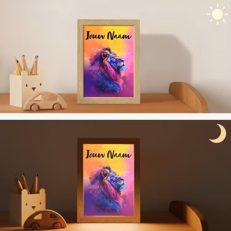 Nachtlampje met naam - Leeuw - Verf- Kleuren - Dier — 5
