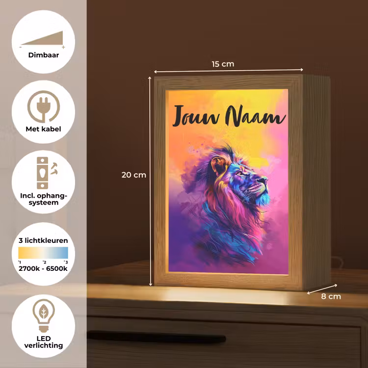 Nachtlampje met naam - Leeuw - Verf- Kleuren - Dier — 8