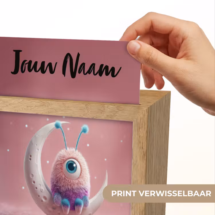 Nachtlampje met naam - Maan - Monster - Roze — 4