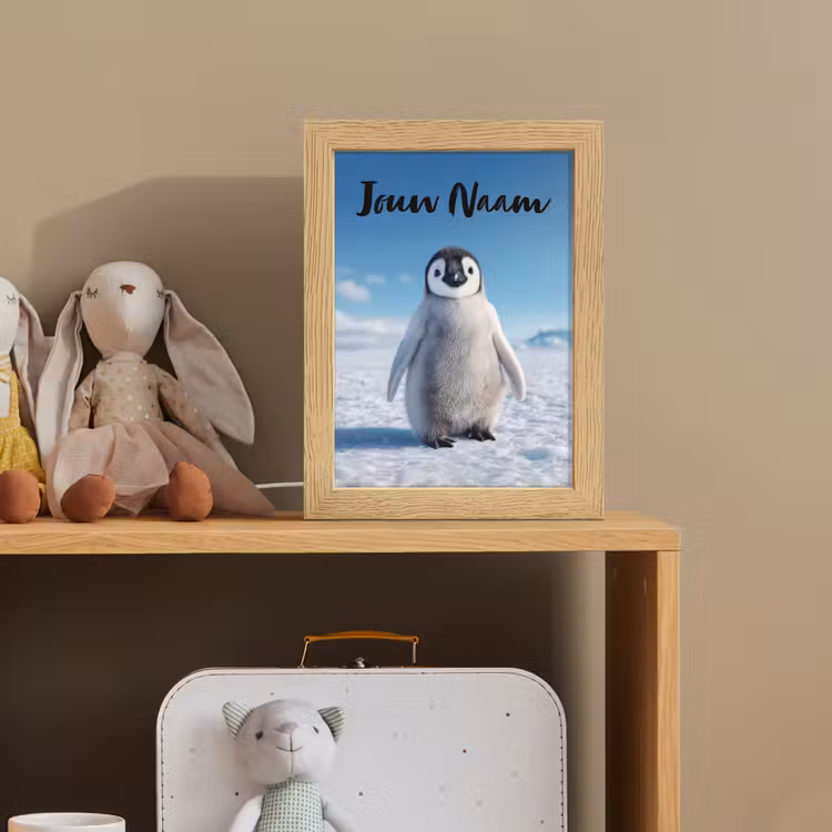 Nachtlampje met naam - Pinguïn - Sneeuw - Landschap - Wit — 3