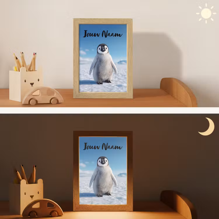 Nachtlampje met naam - Pinguïn - Sneeuw - Landschap - Wit — 5
