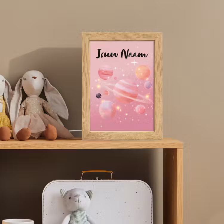 Nachtlampje met naam - Planeten - Roze - Sterren — 3