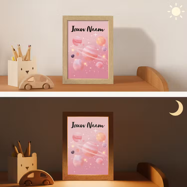 Nachtlampje met naam - Planeten - Roze - Sterren — 5