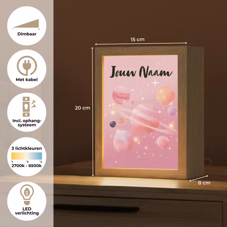 Nachtlampje met naam - Planeten - Roze - Sterren — 8