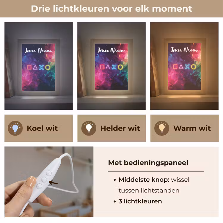Nachtlampje met naam - Symbolen - Game - Kleurrijk — 7