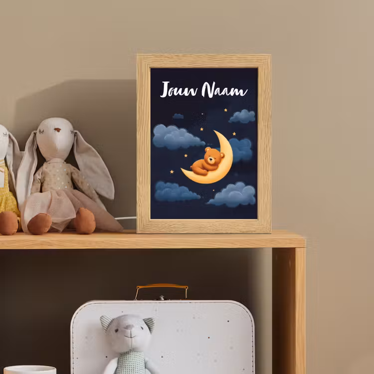 Nachtlampje met naam - Teddybeer - Maan - Wolken - Sterren — 3