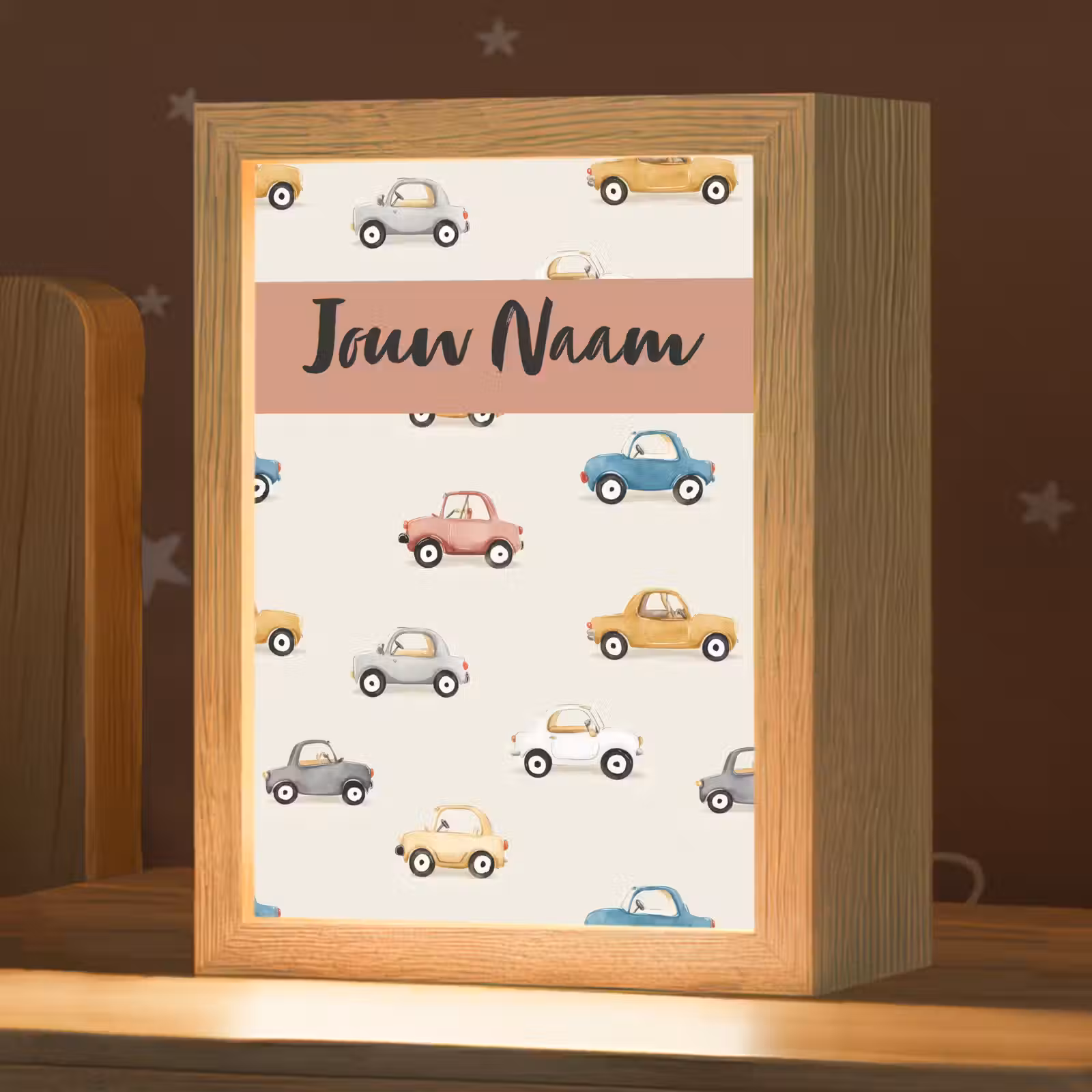 Nachtlampje met naam - Auto's - Patroon - Kleurrijk — 1