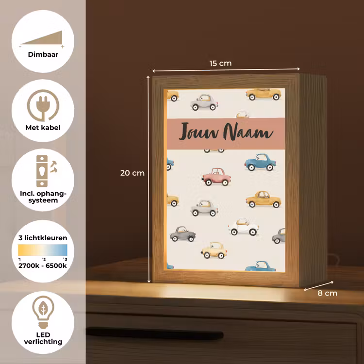 Nachtlampje met naam - Auto's - Patroon - Kleurrijk — 8