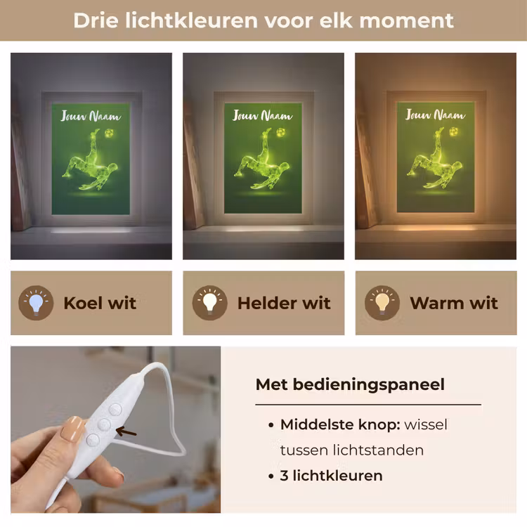 Nachtlampje met naam - Voetbal - Groen - Omhaal — 7