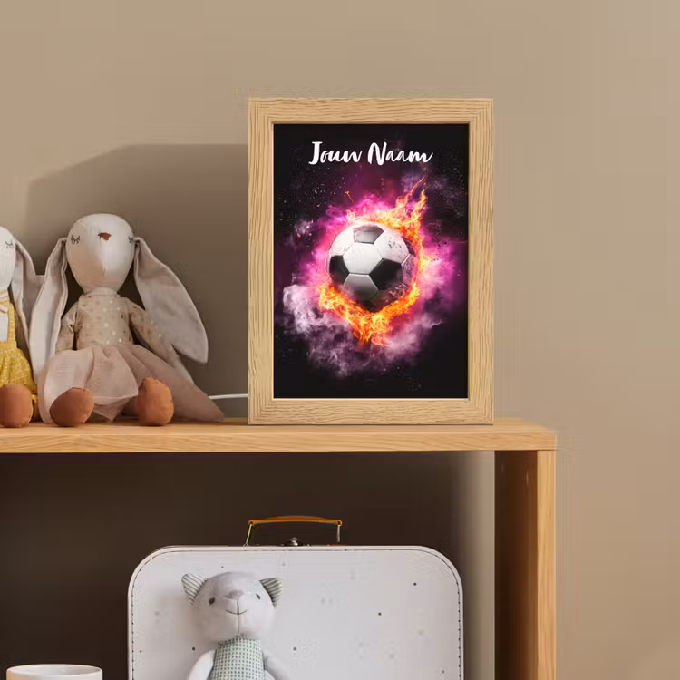 Nachtlampje met naam - Voetbal - Roze - Vuur — 3