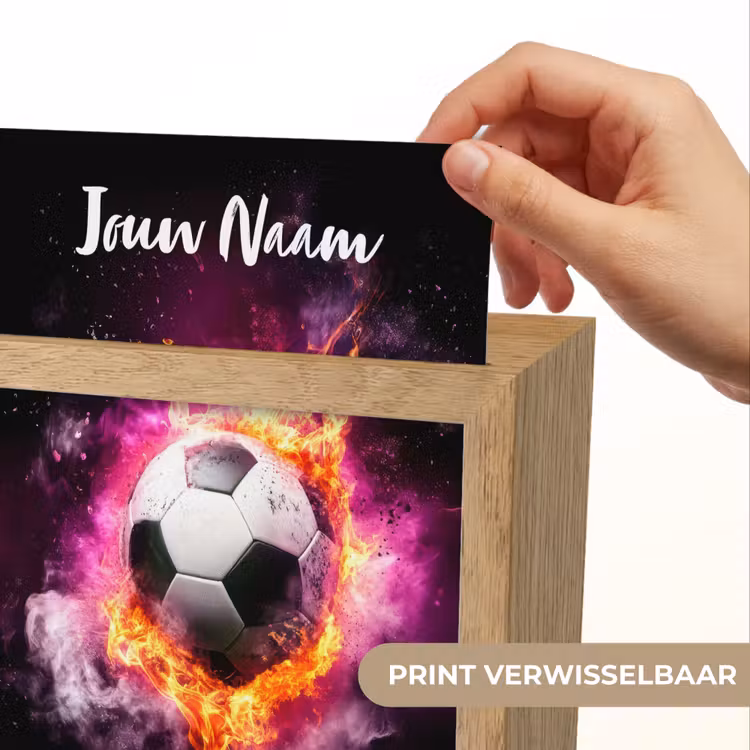 Nachtlampje met naam - Voetbal - Roze - Vuur — 4