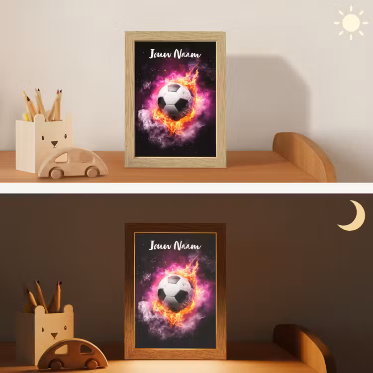 Nachtlampje met naam - Voetbal - Roze - Vuur — 5