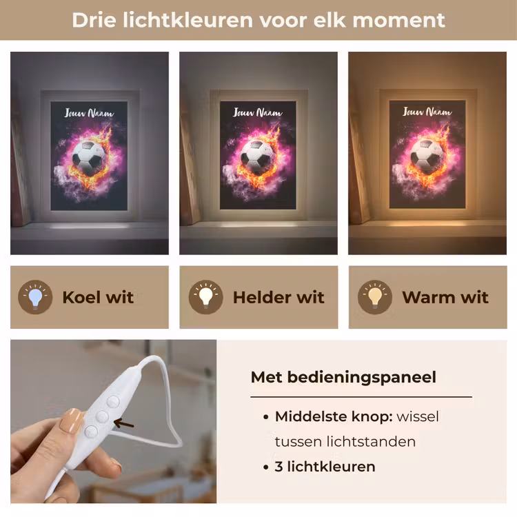 Nachtlampje met naam - Voetbal - Roze - Vuur — 7