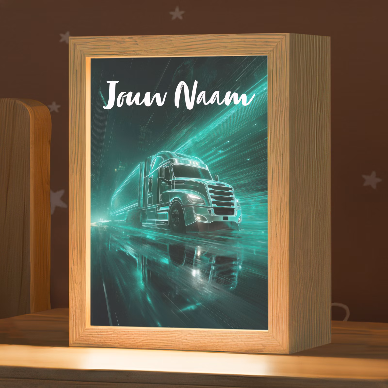 Nachtlampje met naam - Vrachtwagen - Stad - Groen - Neon — 1