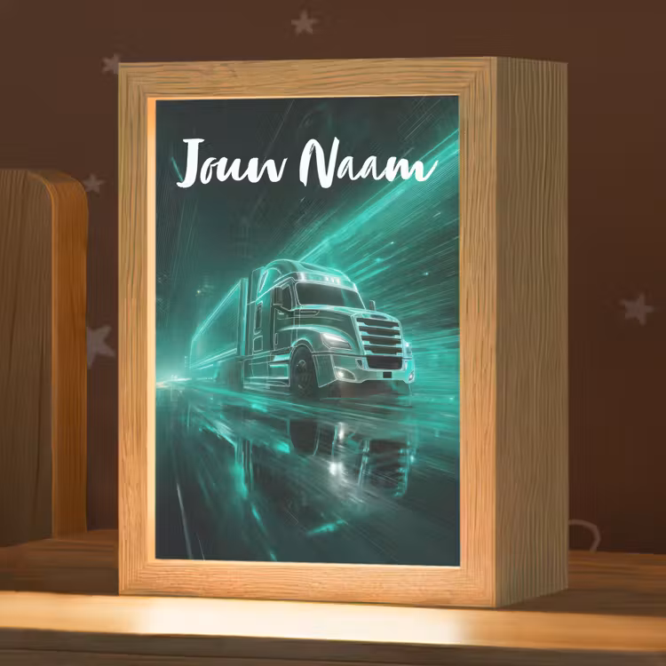 Nachtlampje met naam - Vrachtwagen - Stad - Groen - Neon — 1