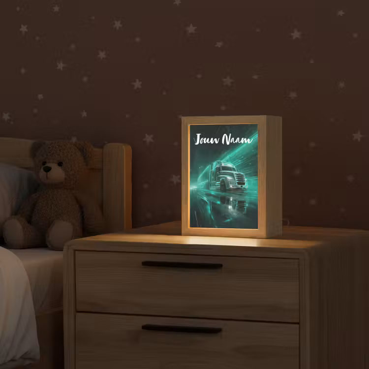 Nachtlampje met naam - Vrachtwagen - Stad - Groen - Neon — 2