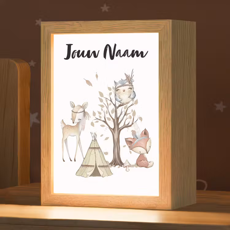Nachtlampje met naam - Wilde dieren - Bos - Illustratie — 1