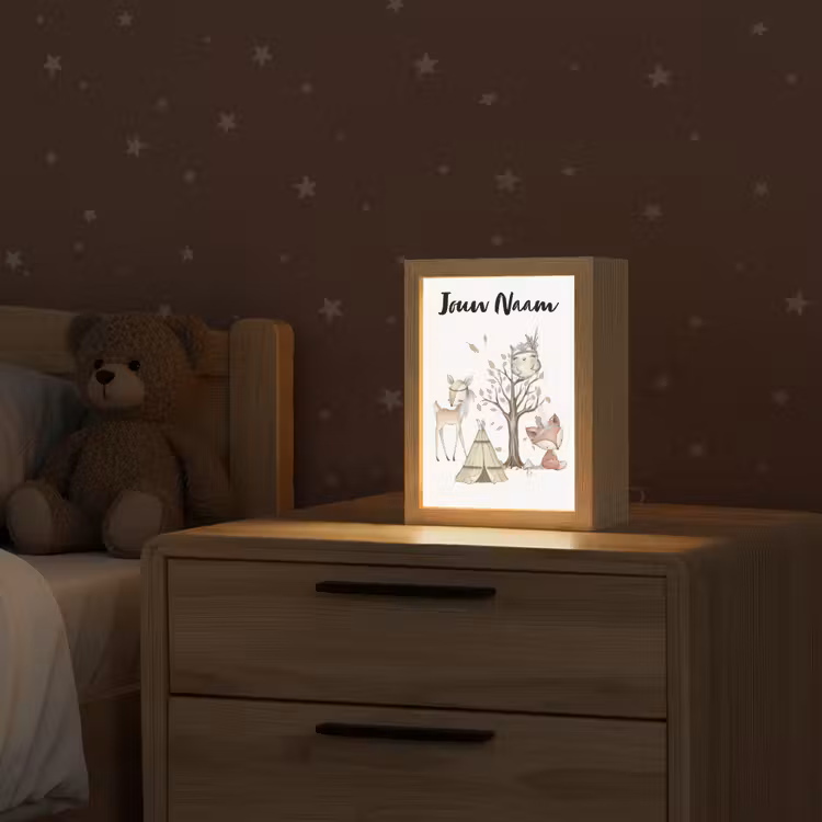 Nachtlampje met naam - Wilde dieren - Bos - Illustratie — 2