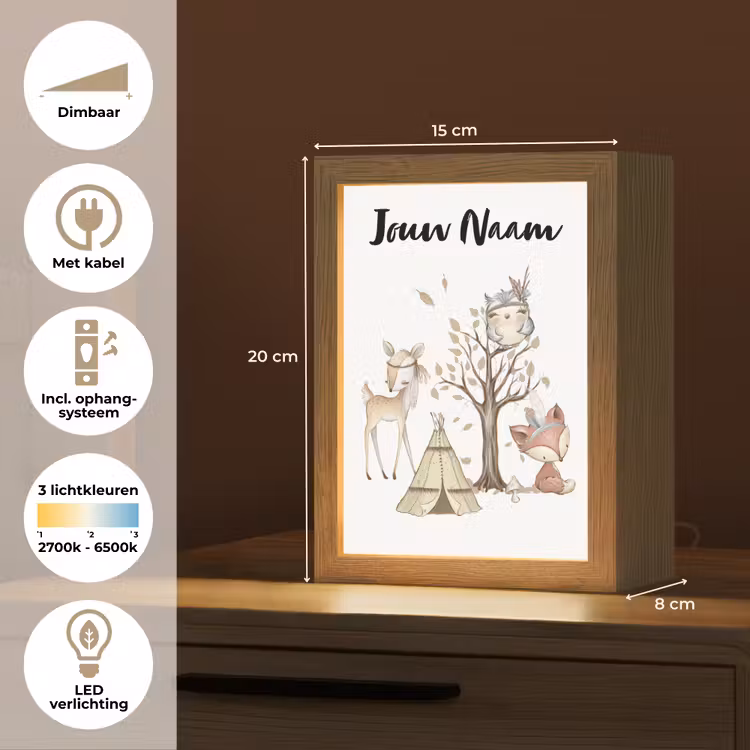 Nachtlampje met naam - Wilde dieren - Bos - Illustratie — 8