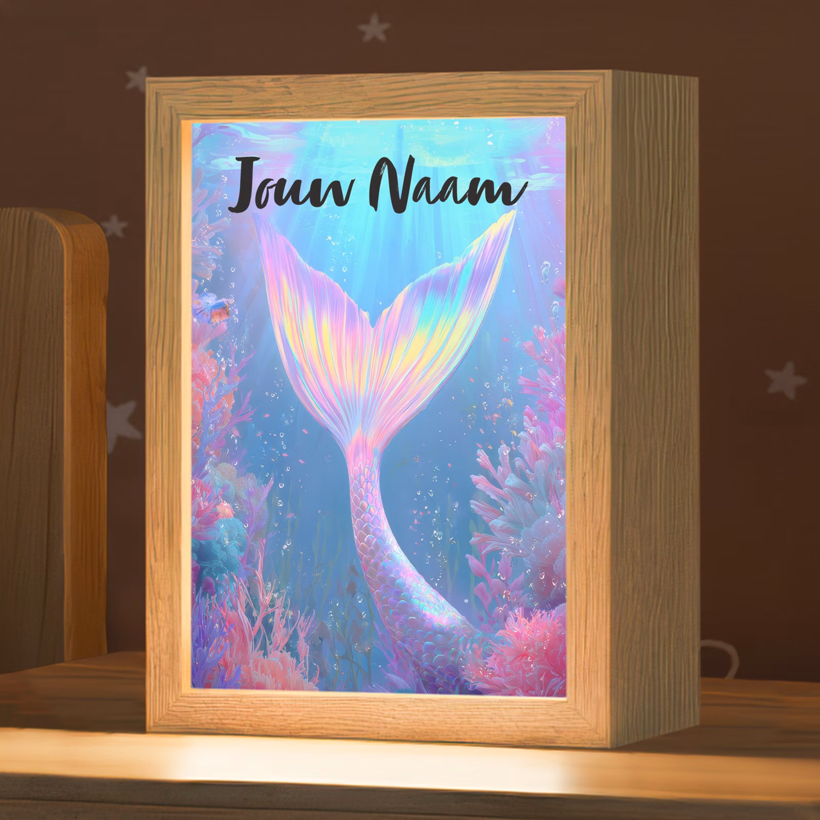 Nachtlampje met naam - Zeemeerminnenstaart - Koraal - Water — 1