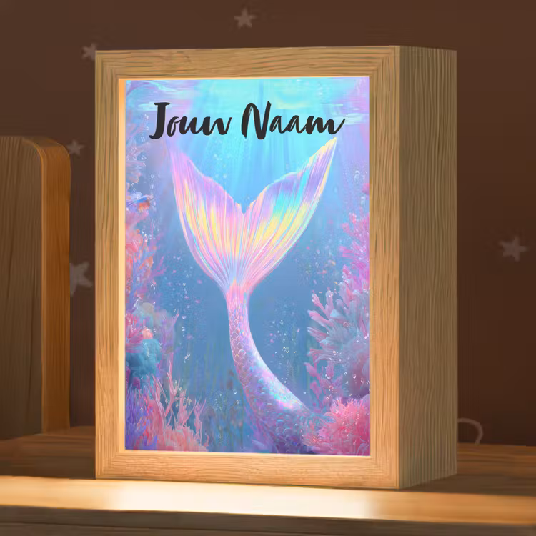 Nachtlampje met naam - Zeemeerminnenstaart - Koraal - Water — 1