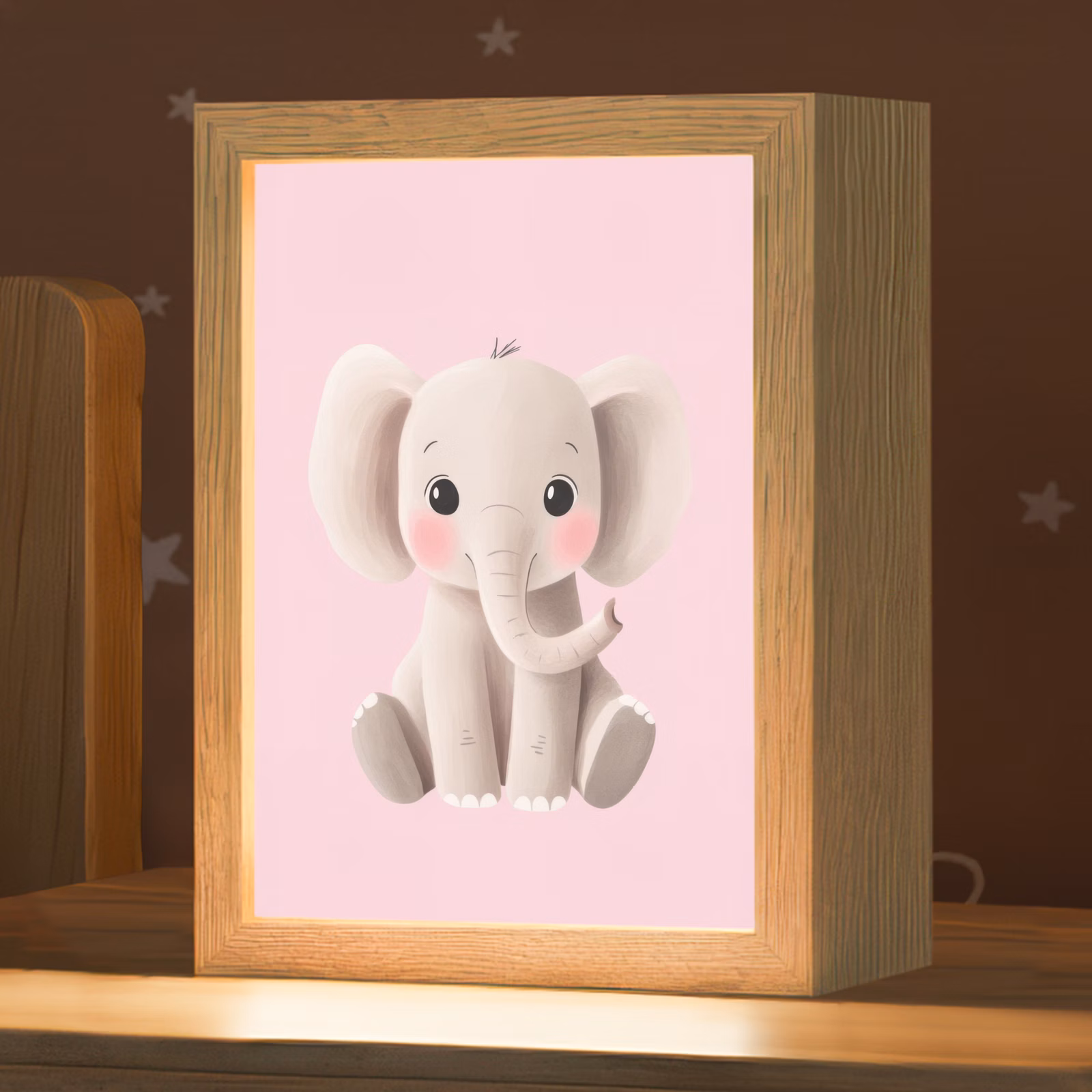 Nachtlampje - Olifant - Baby - Roze - Cartoon — 1