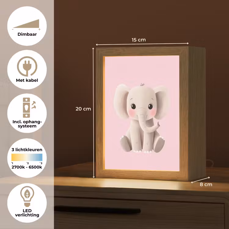 Nachtlampje - Olifant - Baby - Roze - Cartoon — 8