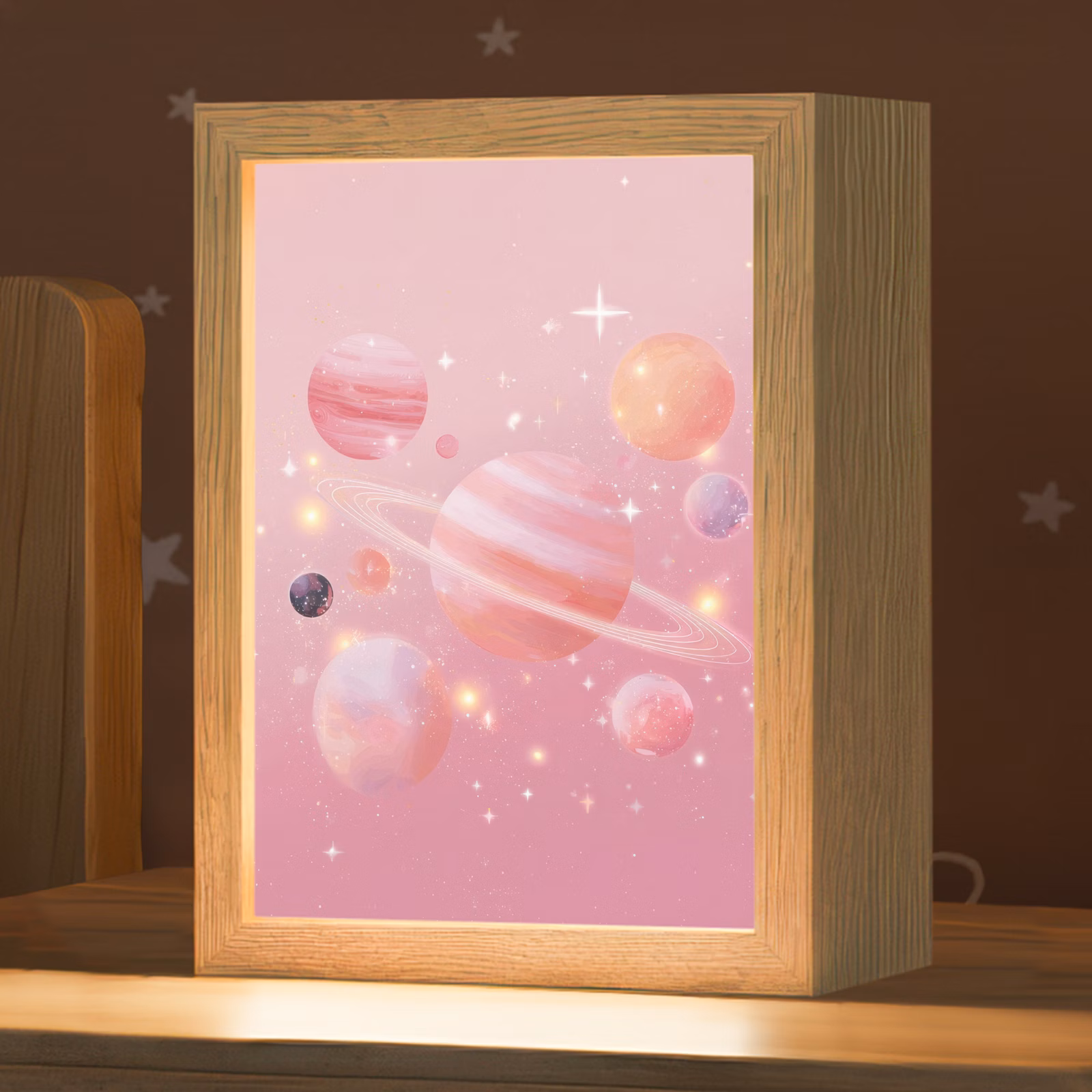 Nachtlampje - Planeten - Roze - Sterren — 1
