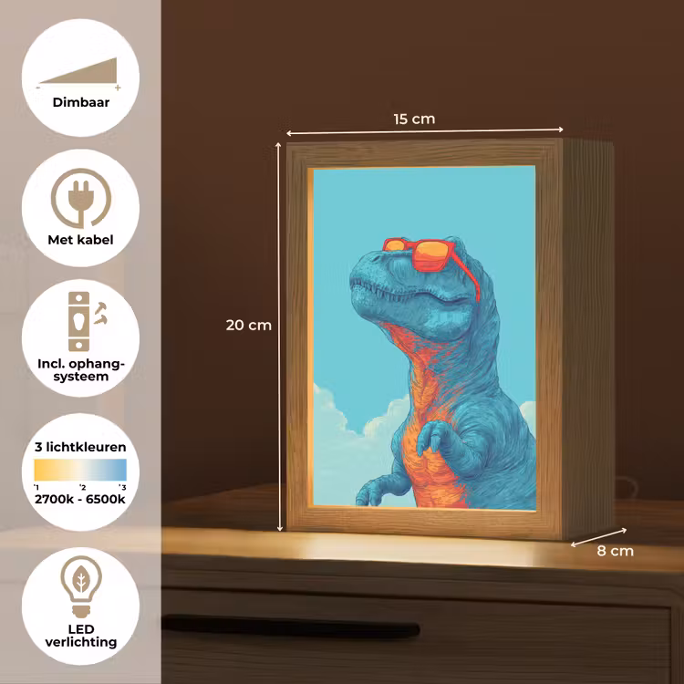 Nachtlampje - T-Rex - Blauw - Wolken - Zonnebril — 8