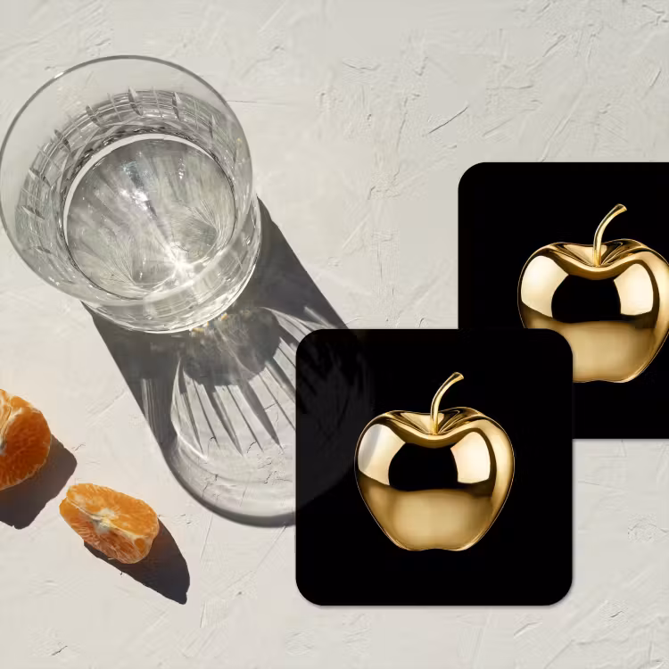 Onderzetter - Appel - Goud - Chrome - Zwart — 2