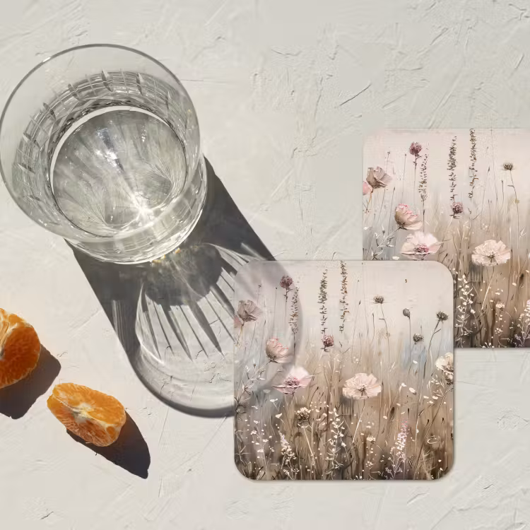 Onderzetter - Bloemen - Roze - Modern - Beige — 2