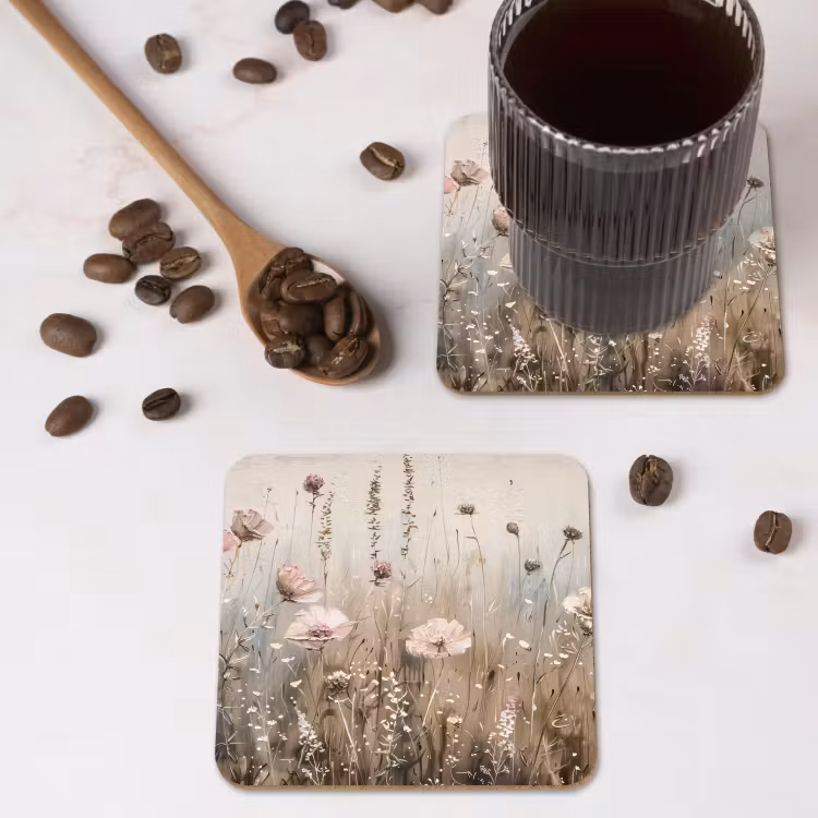 Onderzetter - Bloemen - Roze - Modern - Beige — 4
