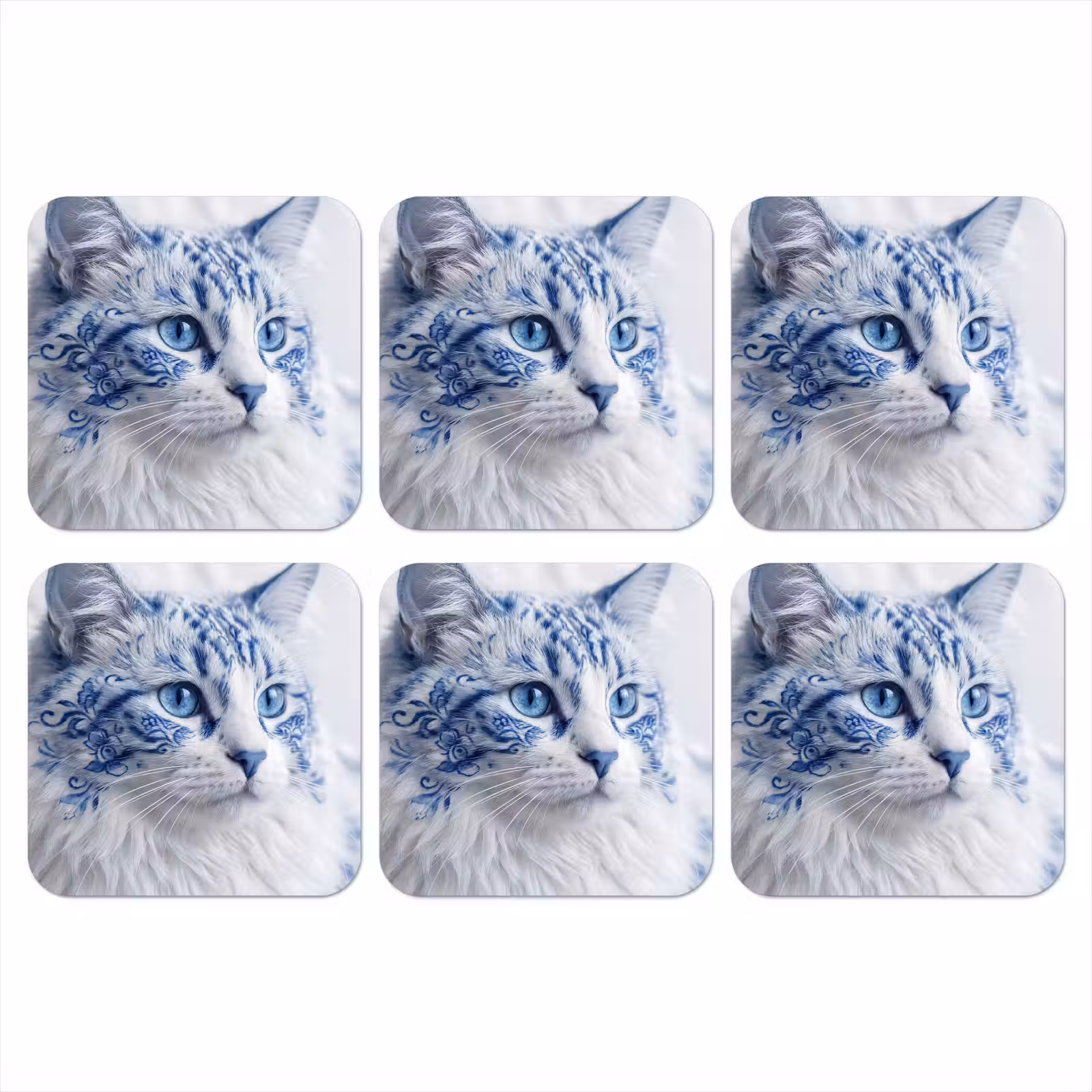 Onderzetter - Kat - Patroon - Blauw — 1
