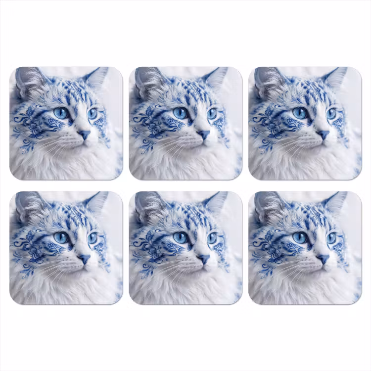 Onderzetter - Kat - Patroon - Blauw — 1