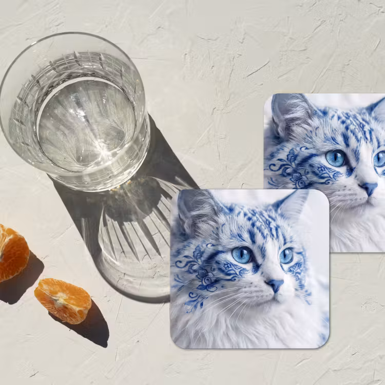 Onderzetter - Kat - Patroon - Blauw — 2