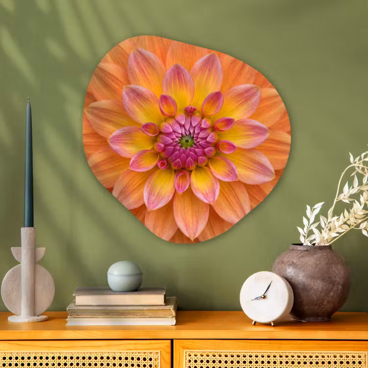Organisch schilderij aluminium - Dahlia - Bloem - Oranje — 2
