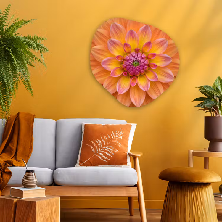 Organisch schilderij aluminium - Dahlia - Bloem - Oranje — 3