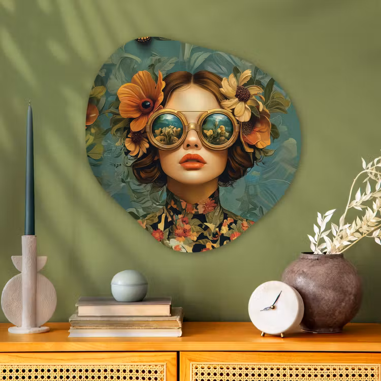 Organisch schilderij aluminium - Vrouw - Bloemen - Vlinders - Natuur - Vintage — 2