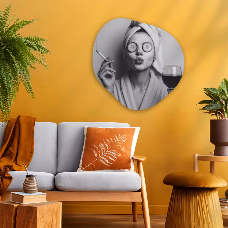 Organisch schilderij aluminium - Vrouw - Masker - Wijn - Sigaret — 3