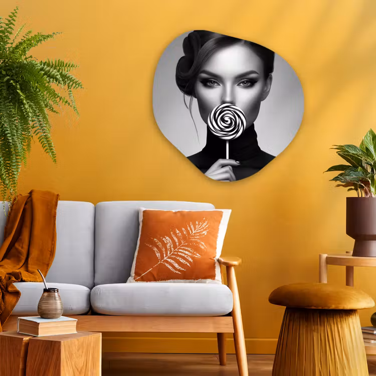 Organisch schilderij glas - Vrouw - Lolly - Zwart — 3