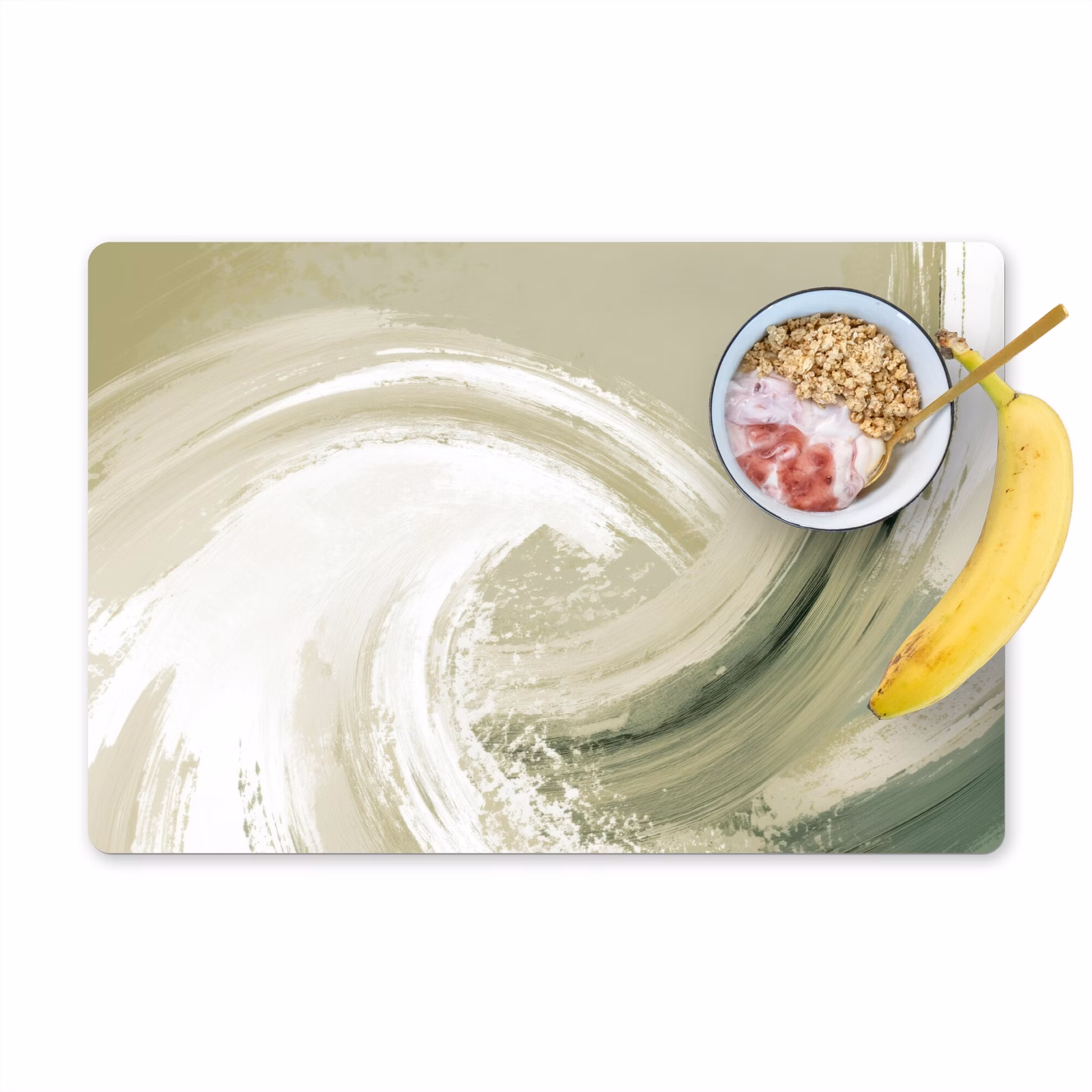 Placemat - 6 stuks - Abstract - Penseelstreken - Golven - Groen — 1