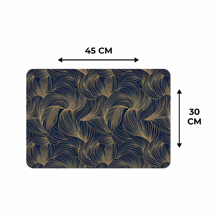 Placemat - 6 stuks - Abstract - Lijnen - Blauw - Goud — 3