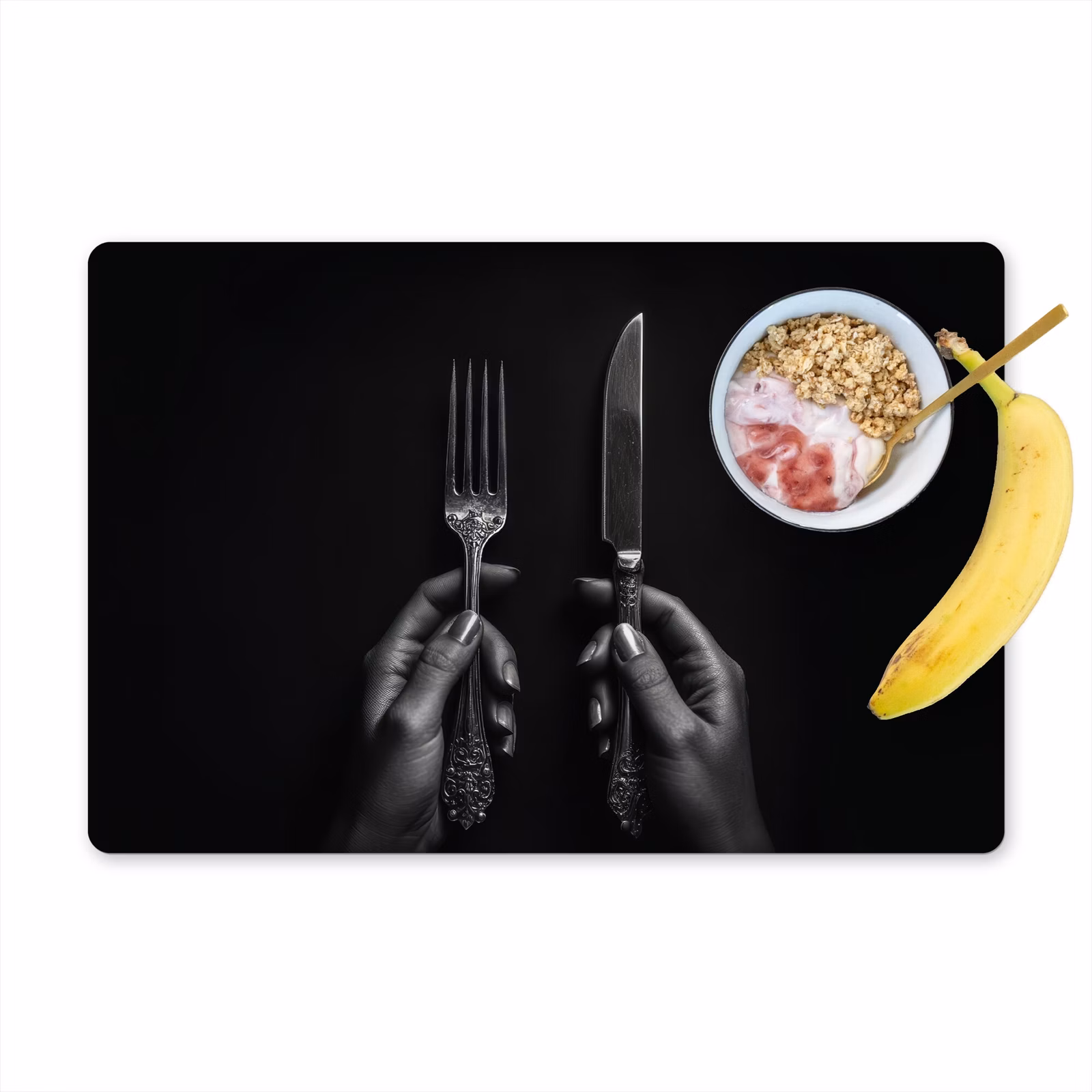 Placemat - 6 stuks - Bestek - Zwart - Wit — 1