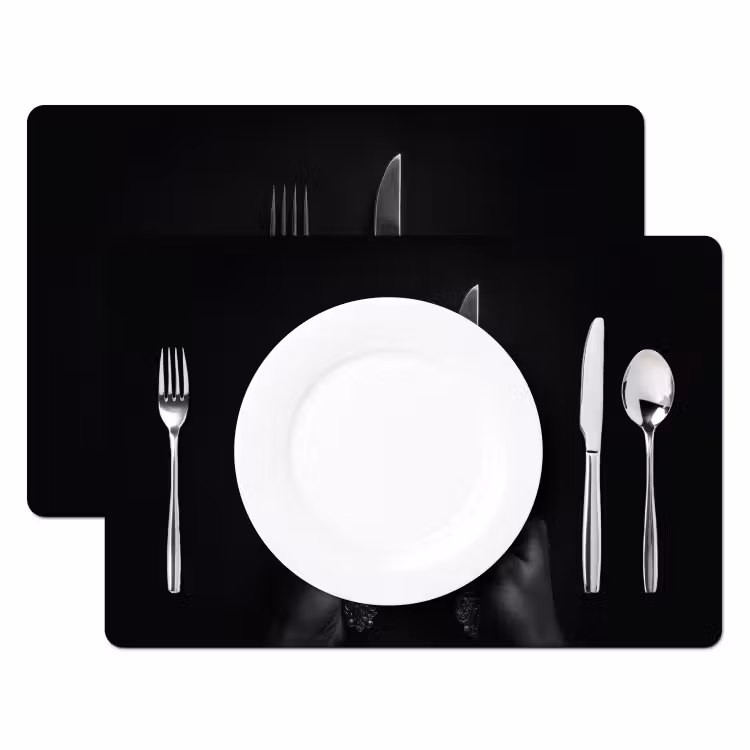 Placemat - 6 stuks - Bestek - Zwart - Wit — 2