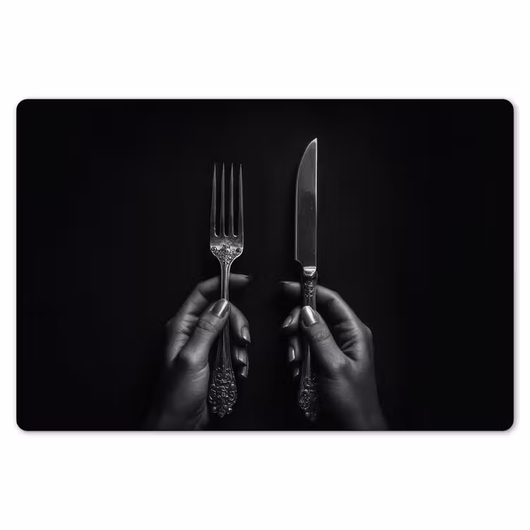 Placemat - 6 stuks - Bestek - Zwart - Wit — 7
