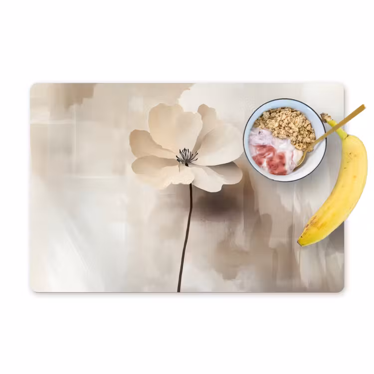 Placemat - 6 stuks - Bloem - Beige - Verf - Schaduw — 1